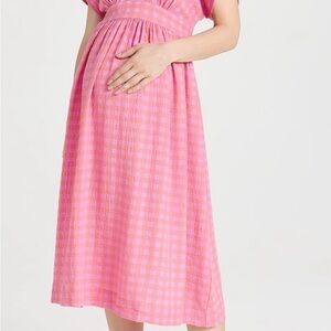 Hatch Carolina Pink and Orange Gingham Maxi Dress